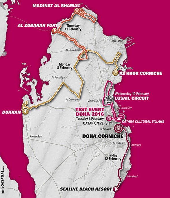 2016 Tour of Qatar map